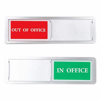 Out of Office/In Office Sliding Status Indicator, Privacy Available Sign - color: Silver In Office/Out Of Office