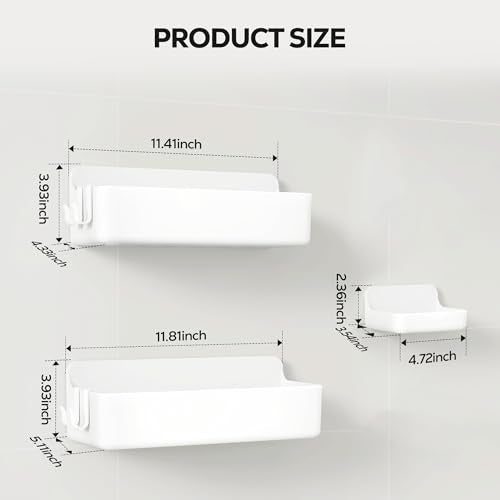 Nieifi Adhesive Shower Shelves, White, 3 Pieces - color: White, size: 3 pieces