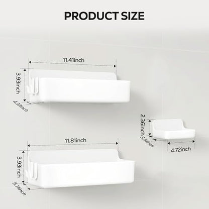 Nieifi Adhesive Shower Shelves, White, 3 Pieces - color: White, size: 3 pieces