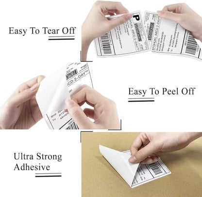 5" x 3" Thermal Labels, Fanfold Shipping Labels with Permanent Adhesive, White Printable Label Stickers for Barcodes, Addresses, Compatible with Zebra, Rollo Thermal Printer (5" x 3"-100pcs) - style: 5" X 3"-White-100PCS