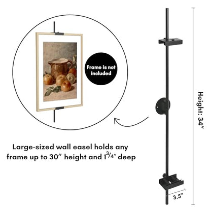 Americanflat 30" Picture Frame Stand - Wall Mounted Frame Stand - Artwork and Photo Easel with Adaptive Clamps for Different Frame Profiles - Ideal for 20x30 Frame - Black - size: 30 inch