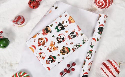 Sikiweiter Christmas Dog Wrapping Paper Roll, 17" x 16.5 ft - color: Dog Christmas 2