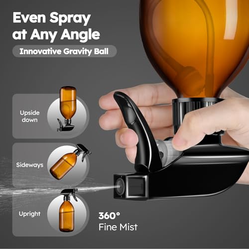 Tecohouse 360° 16 OZ Amber Glass Spray Bottles 2 Pack - color: Amber
