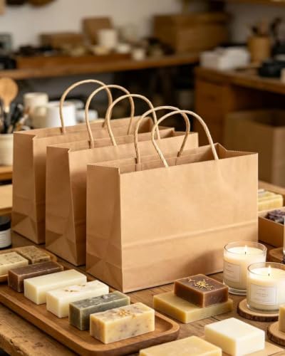 qiqee 30-Packs Brown Gift Bags with Handles Bulk 13"x4.5"x10" Wide Large Size Party Paper Bags - size: Wide Large - 30 Packs