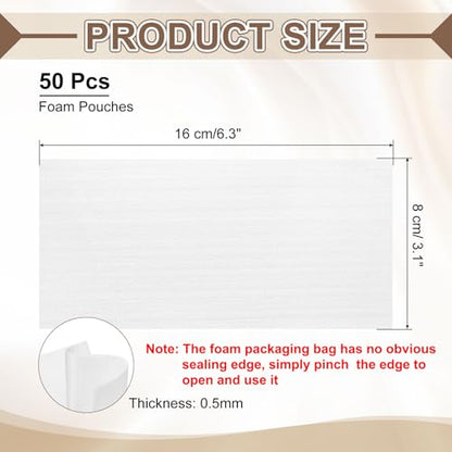 uxcell 50 Pcs Cushion Foam Pouches, 6" x 3" Cushioning Packing Supplies Cushioning Foam Padding Sheets for Moving and Packaging Dishes, China, Books, Photo Frame - size: 16 x 8 cm/6.3 x 3.1 inches