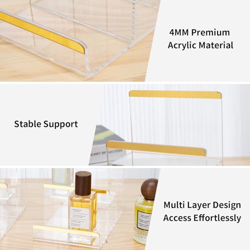 2 Pack 3-Tier Purse Display Stands, Acrylic Wallet Holder Risers Stand, 2-Inch Spacing Clear Clutch Rack Handbag Display Shelf, 4MM Thick Counter Wallet Organizer for Figure Sunglasses Retail Vendor - size: 3 Tier（2pack）