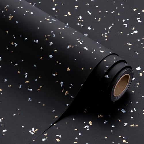 WRAPAHOLIC 30 Inch Black Wrapping Paper Roll - 30 Inch x 16.5 Feet - Black Gold Design with Silky Touch Perfect for Birthday, Holiday, Wedding, Baby Shower - color: Black, size: 30 inch x 16.5 feet