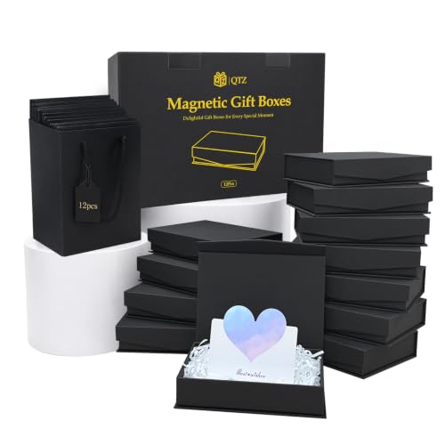Magnetic Closure Gift Boxes, 12‑Pack Black Small Magnetic Gift Box - color: Black, size: 1 Count (Pack of 12)