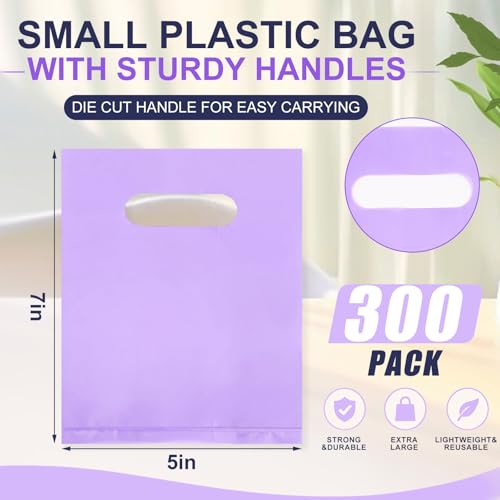 Maitys Purple 300 Pcs Small Plastic Bags with Handles 5x7 for Business - color: Purple