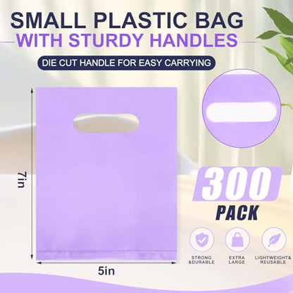 Maitys Purple 300 Pcs Small Plastic Bags with Handles 5x7 for Business - color: Purple