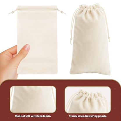 Mandala Crafts 8x17 Cream Velvet Drawstring Bags for Shoe Dusting Bags - color: Cream 8X17 Inches, size: 1 Count (Pack of 10)
