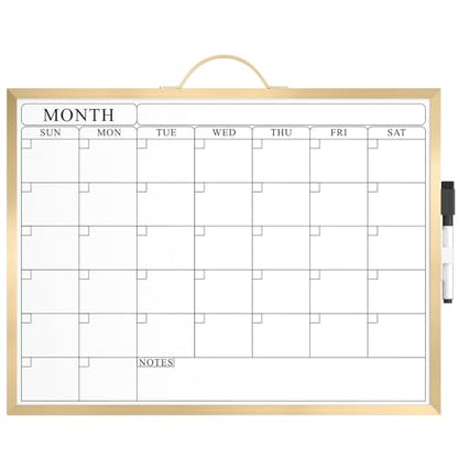 MaxGear Monthly Calendar Whiteboard, Magnetic Double-Sided Board, 16" x 12" - style: Golden Monthly