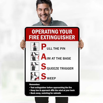 Operating Your Fire Extinguisher Pass Sign, 24x30 Inches, 3M EGP Reflective .080 Aluminum, Fade Resistant, Made in USA by My Sign Center - size: 24x30 Reflective Aluminum