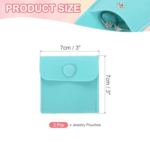 PATIKIL 2Pcs Jewelry Pouch 3x3 Inch Velvet Snap Button, Sky Blue - color: Sky Blue, size: 3x3 Inch