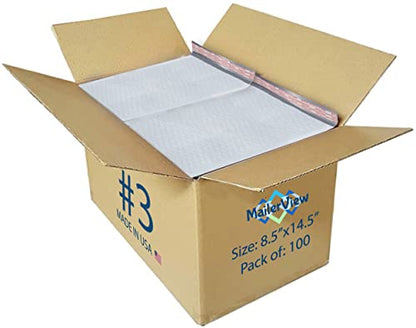 Bubble Mailers 8.5x14.5, Self Seal Poly Padded Envelopes #3, 100 Pack Bulk - color: White, size: 8.5"x14.5" / 100 Pack
