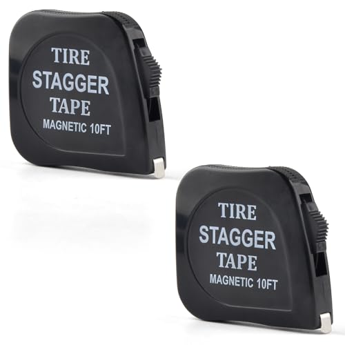 2pcs 10 FT / 120 Inch Tire Stagger Tape Measure with Magnetic Back - color: Black