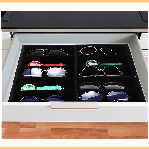 Batiyeer 2pcs Sunglasses Organizer Storage Tray Black 2 Pcs