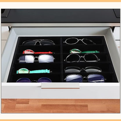 Batiyeer 2pcs Sunglasses Organizer Storage Tray Black 2 Pcs
