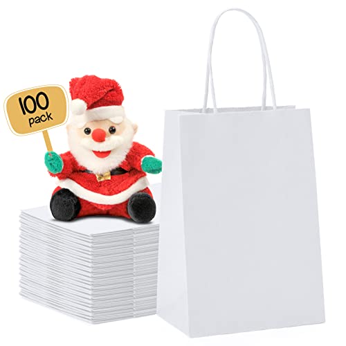 METRONIC Gift Bags 5.25x3.75x8 100Pcs, White Paper Bags with Handles Bulk - color: White, size: 1 Count (Pack of 100)