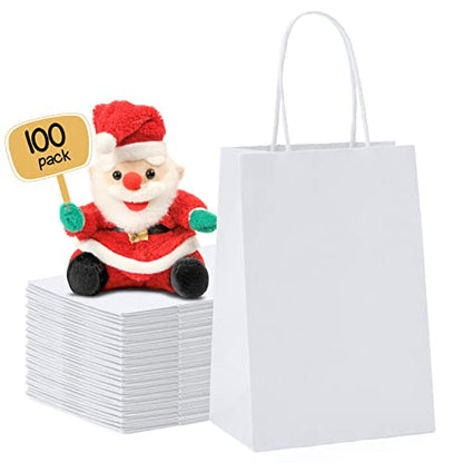 METRONIC Gift Bags 5.25x3.75x8 100Pcs, White Paper Bags with Handles Bulk - color: White, size: 1 Count (Pack of 100)