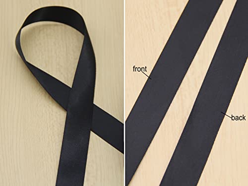 3/4" Black Double Face Satin Ribbon 100yd for Gifts - color: Black, size: 7/8 inch