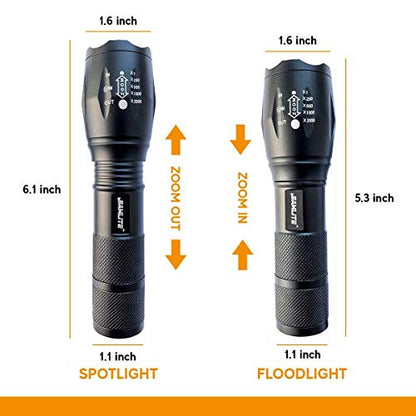 LED Flashlight High Powered – 1200 Lumens Bright Zoomable Spotlight or Floodlight - 5 Modes - Brightest Ultra Light, Pocket Size, Waterproof, Tactical - Camping, Travel, Emergencies