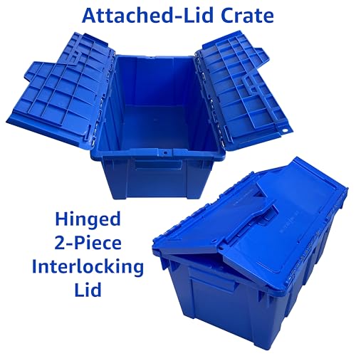 Heavy Duty Stackable Crates, 2 Pack, Blue, Storage Bins With Lids - size: 2 PACK
