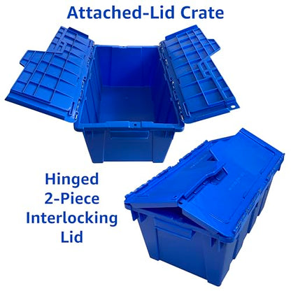 Heavy Duty Stackable Crates, 2 Pack, Blue, Storage Bins With Lids - size: 2 PACK