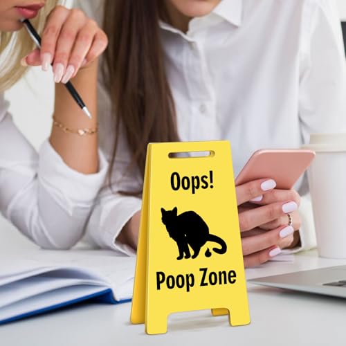 Funny Office Desk Accessories Decor Oops! Poop Zone Acrylic Humorous Cat Pet Accident Warning Do Not Disturb Mini Sign Funny Cute Gag Office Decorations Gifts for Work Women Cat Lovers - style: POOP ZONE