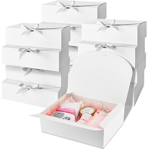 Ocmoiy 12 Pack White Gift Boxes with Lids, 10.6 x 7.8 x 3.1 Inch - color: White