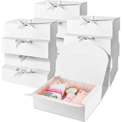 Ocmoiy 12 Pack White Gift Boxes with Lids, 10.6 x 7.8 x 3.1 Inch - color: White