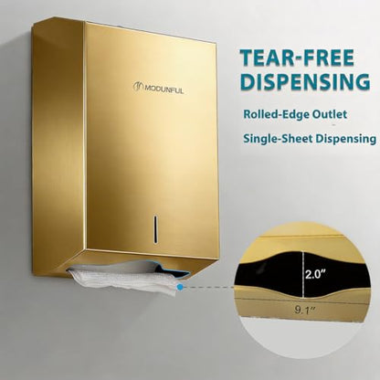 Commercial Paper Towel Dispenser Gold - Multifold Paper Towel Dispenser Wall Mount, High Capacity Stainless Steel Tissue Holder, Suitable for Bathrooms and Public Places - color: D-391 Gold