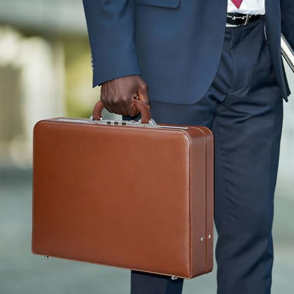 LOCKCURX Briefcases for Men, Anti-Theft Longwave Lock, 16 Inch Laptop - color: Brown, size: Longwave Lock