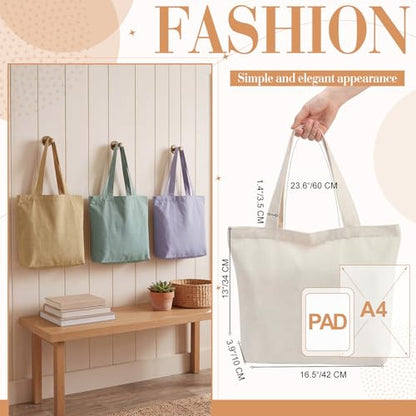 Epakh 8 Pack Canvas Tote Bag Bulk with Zipper, 16.5 x 13 Inch, Boho - color: Boho, size: 16.5 x 13 Inch