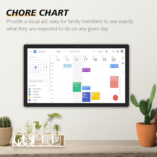 27 inches Touchscreen Digital Calendar & Wall Planners, Smart Whiteboard Calendar for Chore Chart & Work Schedule, Built in Speakers and Camera, Include Wall Mount & Desk Stand - size: 27-inch