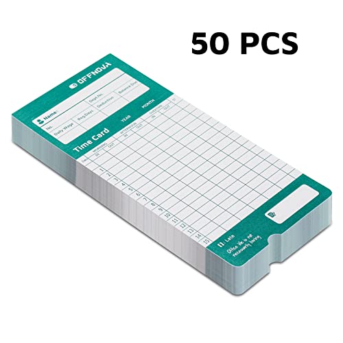 OFFNOVA Thermal Employee Time Cards, Monthly Double-Sided Punch Cards, 3.3" x 7.3", Auto Sensing & Auto Mark Late/Early Leave, 50 Pack for Office Time Clock - size: 50PCS