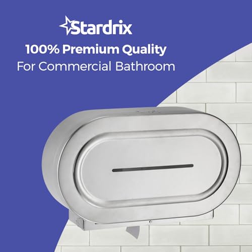 Stardrix Stainless Steel Twin Jumbo Toilet Paper Dispenser Wall Mount, 9" Commercial Double Roll Holder, Industrial Tissue Dispenser with Key Lock, Satin Finish - color: Satin Finish