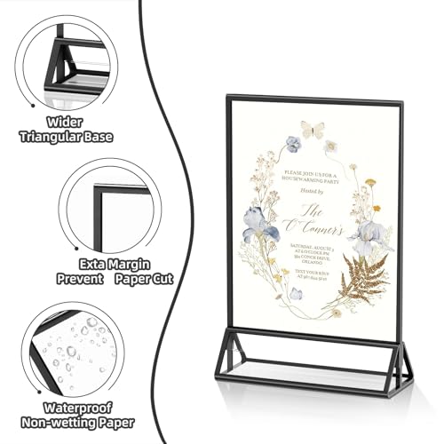 PPH-Sisy Acrylic Sign Holder 5x7 Double-Sided Black Picture Frames Clear Sign Holder for Flyer Holder Menu Holder Wedding Table Number Holder Photo Frame - 6 Pack - color: Black, size: 5x7-6 Pack