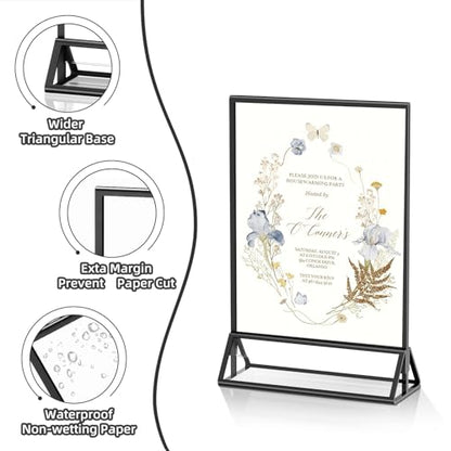 PPH-Sisy Acrylic Sign Holder 5x7 Double-Sided Black Picture Frames Clear Sign Holder for Flyer Holder Menu Holder Wedding Table Number Holder Photo Frame - 6 Pack - color: Black, size: 5x7-6 Pack