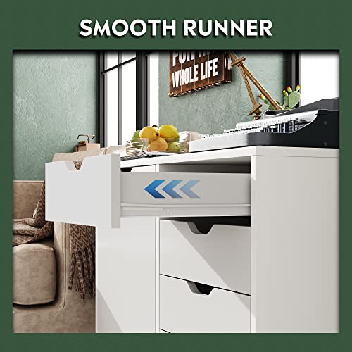 DEVAISE 5-Drawer Wood Drawer Cabinet, Office Storage Cabinet, White - color: White