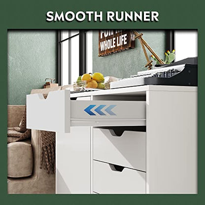 DEVAISE 5-Drawer Wood Drawer Cabinet, Office Storage Cabinet, White - color: White