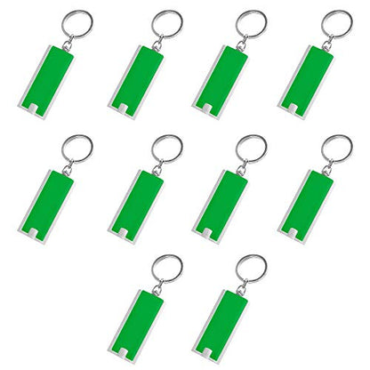 DISCOUNT PROMOS 10 Flashlight Keychains Pack - Rectangle, Plastic - Green - color: Green, size: 10 keychains