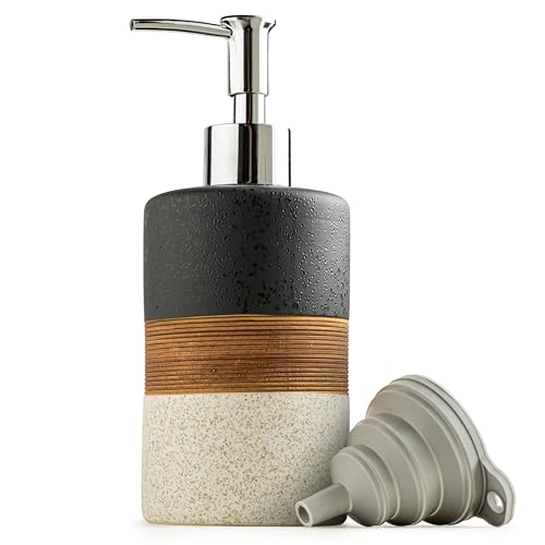Ceramic Dish Soap Dispenser for Kitchen, Hand Soap Dispenser - color: Black and White, size: 1xSoap Dispenser