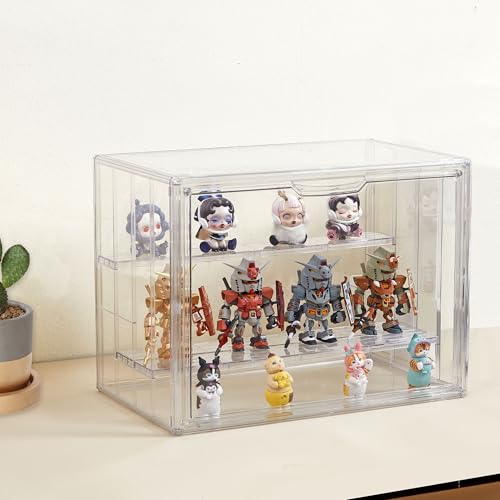 Acrylic Display Case for Collectibles, 4 Tier Figure Display Box, 2 Pack - size: L-4tier-2pack