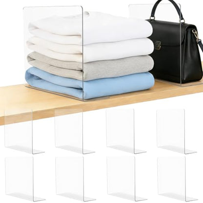 Clear Acrylic Shelf Dividers Closet Organizers for Organization Enthusiasts - size: 12"Tall x 10"Deep