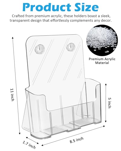 Acrylic Brochure Holder, 4 Packs Brochure Holder 8.5 x 11, Flyer Holder for Business, Clear Brochure Display Stand for Pamphlet Paper Literature Document Magazine Menu, Table Desk Wall Mount
