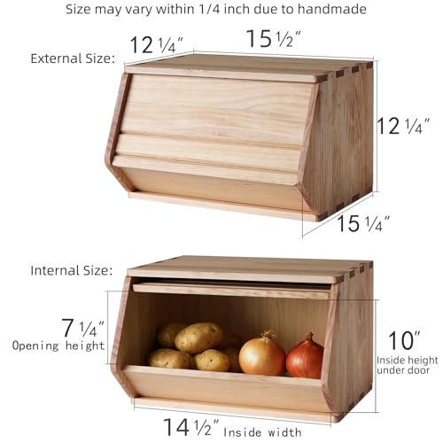 Stackable Solid Wood Storage Chests, Modular Bins with Lids, 15.5"W - size: 15.25"D x 15.5"W x 12.25"H
