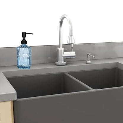 18 oz Blue Thick Glass Soap Dispenser with Black Rustproof Pump - color: Blue