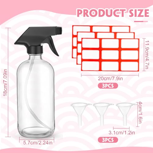 Norme 24 Pcs 8 oz Glass Spray Bottles with Funnels Labels, Clear - color: Clear