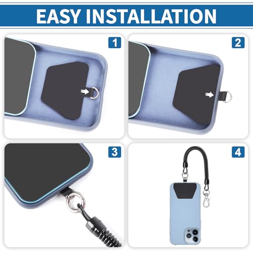 Doormoon Phone Tether Anti Theft, Phone Lanyard With Heavy Duty Carabiners - color: Charcoal.